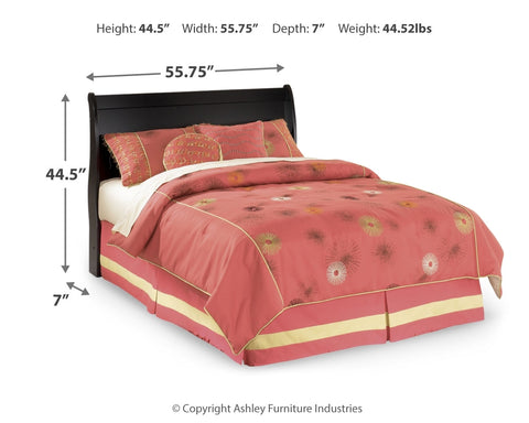 Huey Vineyard Full Sleigh Headboard Bed with Mirrored Dresser and 2 Nightstands