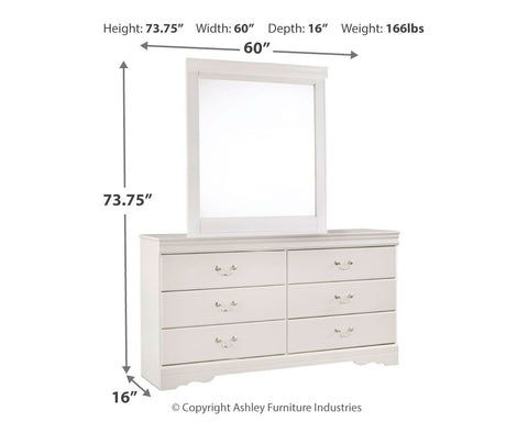 Anarasia Queen Sleigh Headboard Bed with Mirrored Dresser, Chest and Nightstand