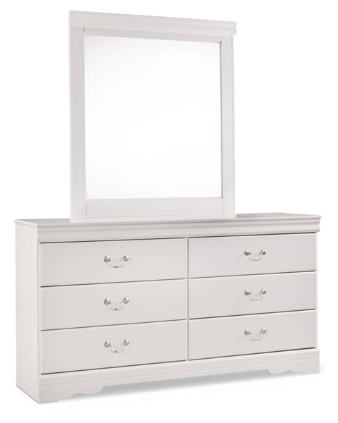 Anarasia Full Sleigh Headboard Bed with Mirrored Dresser