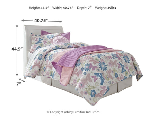 Anarasia Twin Sleigh Headboard Bed with Mirrored Dresser and 2 Nightstands