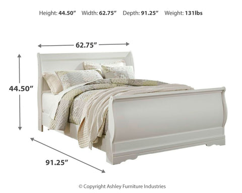 Anarasia Queen Sleigh Bed with Mirrored Dresser