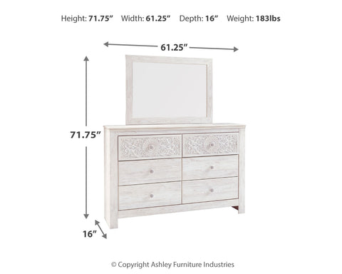 Paxberry Queen Panel Bed with Mirrored Dresser, Chest and Nightstand