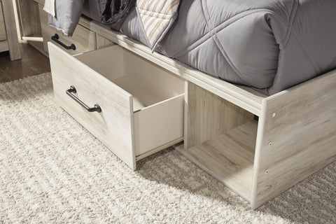 Cambeck Full Panel Bed with 2 Storage Drawers with Mirrored Dresser and Chest