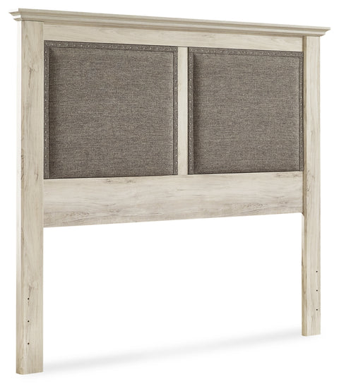Cambeck King/California King Upholstered Panel Headboard with Mirrored Dresser, Chest and Nightstand