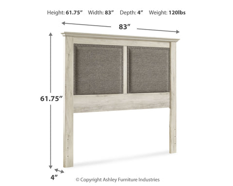 Cambeck King/California King Upholstered Panel Headboard with Mirrored Dresser and 2 Nightstands