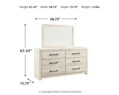Cambeck King/California King Upholstered Panel Headboard with Mirrored Dresser and Chest