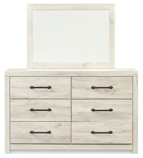 Cambeck King Panel Bed with 2 Storage Drawers with Mirrored Dresser and Nightstand