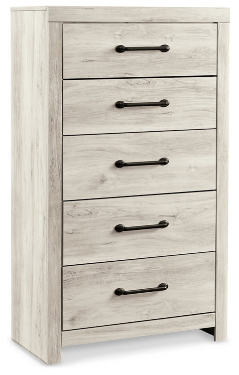Cambeck Twin Panel Headboard Bed with Mirrored Dresser and Chest