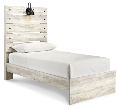 Cambeck Twin Panel Bed with Mirrored Dresser and Chest