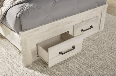 Cambeck Full Panel Bed with 2 Storage Drawers with Mirrored Dresser and Chest