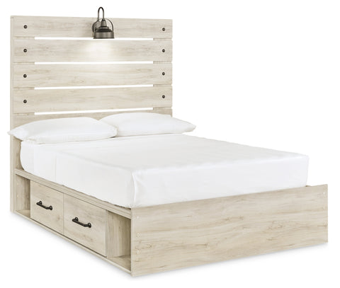 Cambeck Full Panel Bed with 2 Storage Drawers with Mirrored Dresser