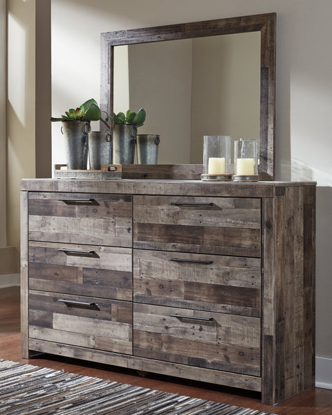 Derekson Queen/Full Panel Headboard Bed with Mirrored Dresser