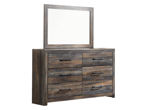 Drystan Queen Panel Headboard Bed with Mirrored Dresser, Chest and 2 Nightstands