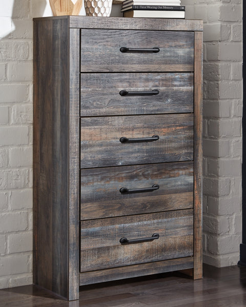 Drystan Twin Panel Bed with Mirrored Dresser and Chest