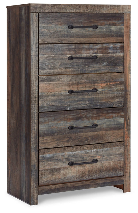 Drystan King Panel Headboard Bed with Mirrored Dresser and Chest