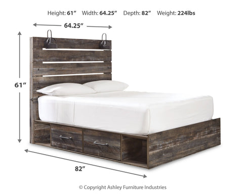 Drystan Twin Panel Bed with 2 Storage Drawers with Dresser
