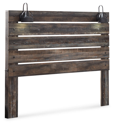 Drystan King Panel Headboard Bed with Mirrored Dresser, Chest and Nightstand