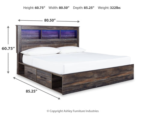 Drystan King Bookcase Bed with 4 Storage Drawers with Dresser