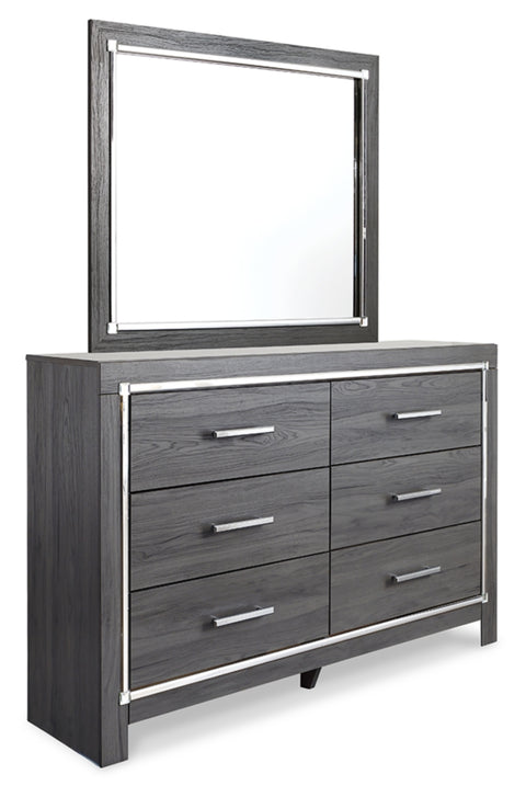 Lodanna Full Upholstered Panel Headboard Bed with Mirrored Dresser