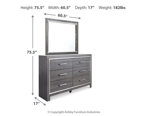 Lodanna Queen Panel Bed with 2 Storage Drawers with Mirrored Dresser and 2 Nightstands