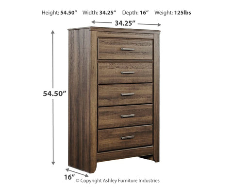 Juararo King Panel Bed with Mirrored Dresser and Chest