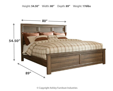 Juararo King Panel Bed with Mirrored Dresser and 2 Nightstands