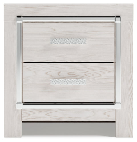 Altyra King Upholstered Storage Bed with Mirrored Dresser and Nightstand