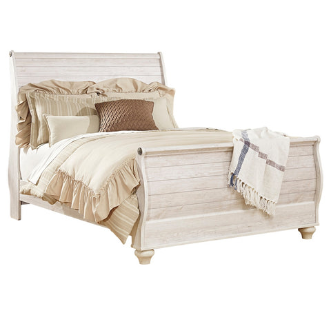 Willowton Queen Sleigh Bed with Mirrored Dresser and Chest