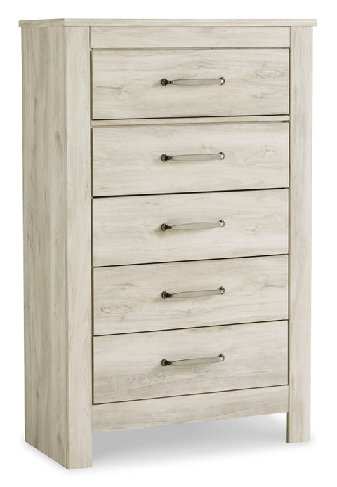 Bellaby King Panel Headboard Bed with Mirrored Dresser, Chest and Nightstand