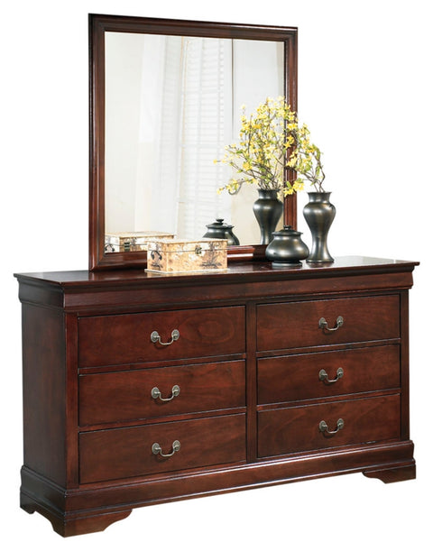 Alisdair Queen Sleigh Bed with Mirrored Dresser and Chest