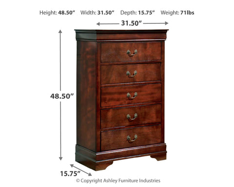 Alisdair Full Sleigh Bed with Mirrored Dresser, Chest and Nightstand