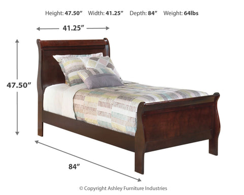 Alisdair Twin Sleigh Bed with Mirrored Dresser and 2 Nightstands