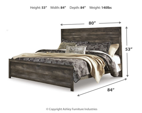 Wynnlow King Panel Bed with Mirrored Dresser and 2 Nightstands