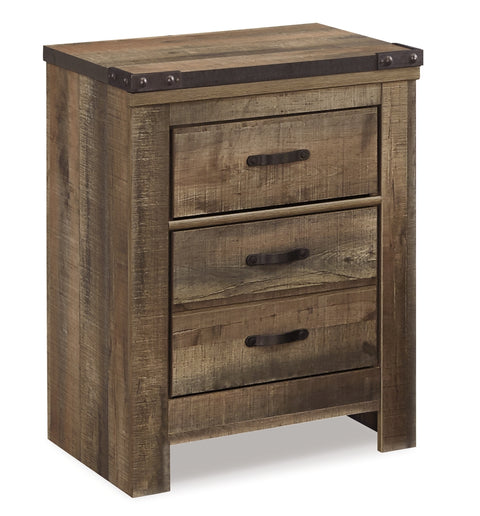 Trinell King/California King Panel Headboard Bed with Mirrored Dresser and 2 Nightstands