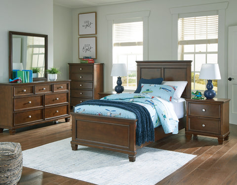 Danabrin Twin Panel Bed with Mirrored Dresser and Nightstand