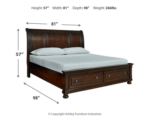 Porter California King Sleigh Bed with Mirrored Dresser, Chest and Nightstand