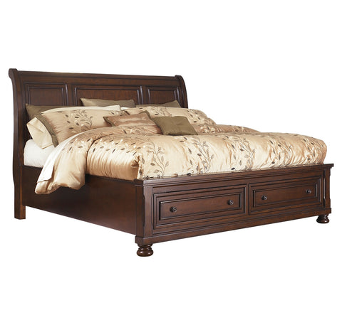Porter Queen Sleigh Bed with Mirrored Dresser, Chest and 2 Nightstands