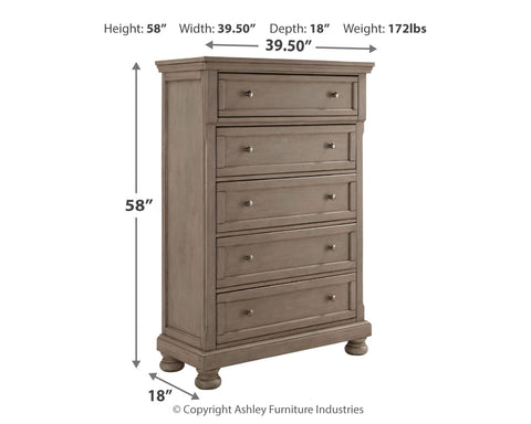 Lettner King Panel Bed with Mirrored Dresser, Chest and Nightstand