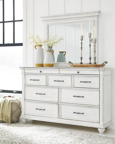Kanwyn Queen Panel Bed with Storage with Mirrored Dresser