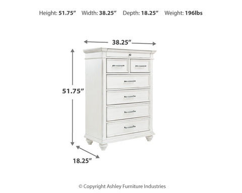 Kanwyn King Panel Bed with Storage with Mirrored Dresser and Chest