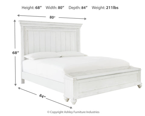 Kanwyn King Panel Bed with Storage with Mirrored Dresser and 2 Nightstands