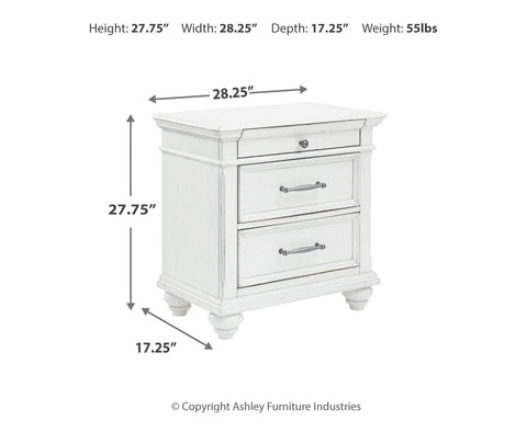 Kanwyn King Panel Bed with Storage with Mirrored Dresser and 2 Nightstands