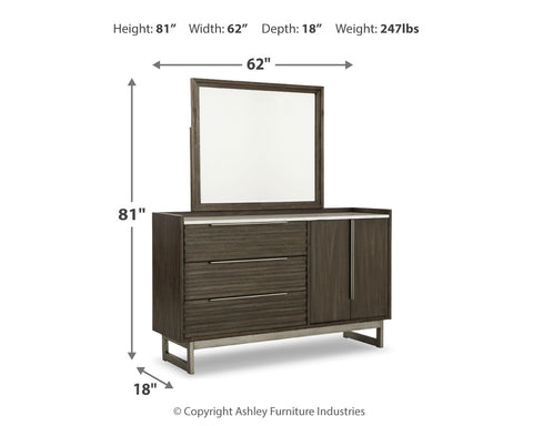 Arkenton California King Panel Bed with Mirrored Dresser