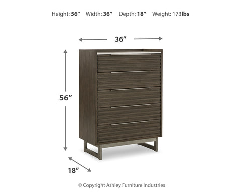 Arkenton California King Panel Bed with Mirrored Dresser and Chest