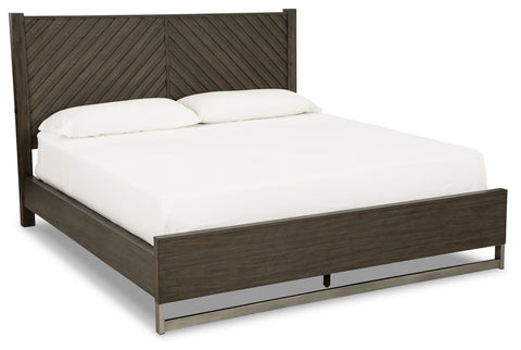Arkenton California King Panel Bed with Mirrored Dresser, Chest and Nightstand