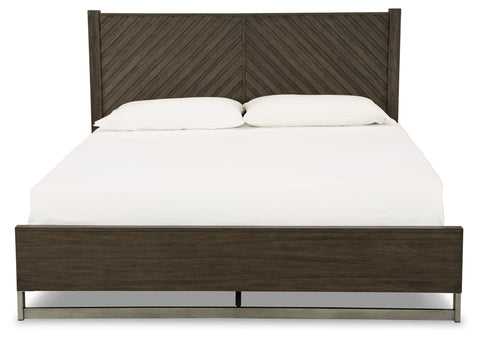 Arkenton California King Panel Bed with Mirrored Dresser, Chest and Nightstand