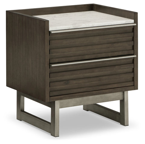 Arkenton California King Panel Bed with Mirrored Dresser, Chest and Nightstand