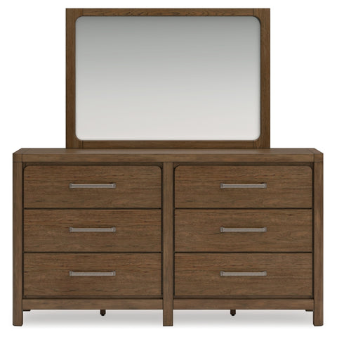 Cabalynn California King Panel Bed with Storage with Mirrored Dresser