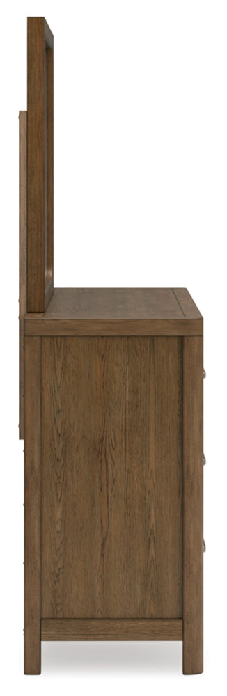 Cabalynn California King Panel Bed with Storage with Mirrored Dresser