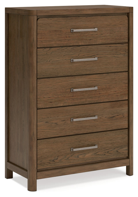 Cabalynn California King Panel Bed with Storage with Mirrored Dresser, Chest and 2 Nightstands